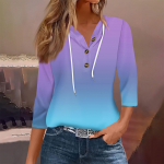 Moteri&scaron;ka mada Septynių skeltukų rankovių sagomis užsegama kasdieninė su gobtuvu mar&scaron;kinėlių vir&scaron;utinė dalis su spauda L mėlyna