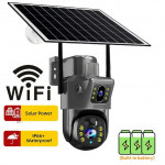 4K 8MP WIFI saulės energija lauko dvigubos objektyvo PTZ HD kamera AI automatinis sekimas apsauga CCTV įmontuota baterija belaidis stebėjimas naujos automobilio spalvos