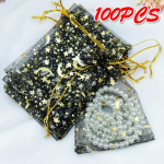 100 vnt Blizgantys papuo&scaron;alų mai&scaron;eliai organzos mai&scaron;eliai dovanų pakavimo mai&scaron;elis Vestuvių Kalėdų dovanų krep&scaron;ys saldainių krep&scaron;ys 9x12CM raudona