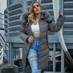 Astrid žieminė striukė Moteri&scaron;ka parka plius dydis 6xl Kailis Ilgas gobtuvas &Scaron;iltas užtrauktuku medvilninis paltas biuro moteri&scaron;kas vir&scaron;utinis drabužis XXXL žalia/kupranugaris