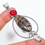 Kavos pupelės jaspis rankų darbo 925 prabos sidabro dovana papuo&scaron;alas pakabukas 3,07 J4m65