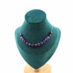 Pierres et Min&eacute;raux. Collier 15 perles Am&eacute;thyste 8 mm. Chaine en acier inoxydable Collier femmes, hommes. Taille personnalisable.