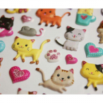Autocollants r&eacute;utilisables - Relief 3D - Chatons mignons - Paillettes