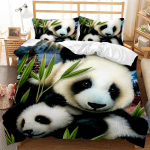 Panda Tigras Patalynės Komplektas 3D Spausdintas Gyvūnų Antklodės Užvalkalas Viengulis Dvigulis Karalienės Karali&scaron;ko Dydžio Dvigulis JK Super Karali&scaron;ko Dydžio Dydžiai Patalynė Pagalvės Užvalkalas 140x200cm 3pcs