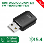 Bluetooth 5.4 FM siųstuvas su mikrofonu laisvų rankų įranga skambučių USB belaidis adapteris Lossless stereo muzikos garso imtuvas, skirtas automobilio FM radijui Black