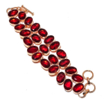 Garnet Gemstone Handmade 925 Sterling Silver Bracelet 7-8 u3j00
