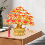 Feng Shui Pinigų medis Pasidaryk pats Rankų darbo rinkinys Dirbtinė puo&scaron;mena Gimtadienio dovana Dekoratyvus stalo pavir&scaron;ius 37cmx34cm_Style E