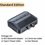 NFC Bluetooth 5.3 garso imtuvas RCA 3,5 mm AUX belaidis USB adapteris su MIC palaikymu U-Disk / TF kortelės grojimas automobilinio rinkinio garsiakalbiui Standard Edition