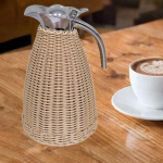 Nerūdijančio plieno kavos ąsotis, termosinė ąsotėlė, gėrimų indas 1,5 l su dangteliu, vakuuminis virdulys vandeniui natural