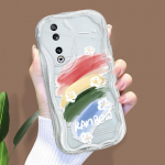 Mielas animacinių filmų ra&scaron;tų kreminės tekstūros korpusas, banguotas kra&scaron;tas, mink&scaron;tas silikoninis dangtelis telefono dėklas, skirtas Huawei Honor Infinix Tecno iPhone Infinix Zero 40 4G skaidri