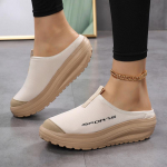 Women's Slippers Personality Half Slippers Fashion Casual Shoes Platform Shoes Light and Comfortable Anti-slip Wear 40 chaki