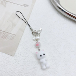 Kawaii pūkuotas katės pakabukas telefono rai&scaron;telis Y2K mielas kaspinėlis kačiukas telefono grandinėlė korėjieti&scaron;kas mobiliojo telefono pakabukas raktų rai&scaron;telis dovanos mergaitėms balta