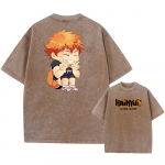 Anime Haikyuu!! Tinklinis Hinata Shoyo Grafiniai Skalbto Audinio Mar&scaron;kinėliai Vyrams Moterims Manga Mar&scaron;kinėliai Kasdieniai Laisvi Mar&scaron;kinėliai Harajuku Medvilniniai Vir&scaron;ūnės 4XL