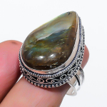 Natural Labradorite Gemstone 925 Sterling Silver Jewelry Ring Size 9 r3k32