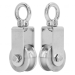 2 VNT. Lynų skriemuliai 360 laipsnių besisukantys nerūdijančio plieno skriemulio voleliai su įmontuotais dvigubais guoliais