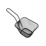 Mini bulvyčių patiekimo krep&scaron;elis, nerūdijančio plieno, maisto pateikimui, kiaurasamtis, ergonomi&scaron;ka rankena, gruzdintuvės priedas S juoda