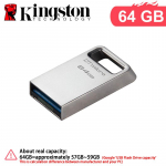 Kingston 128GB Mini USB 3.2 atmintinė Metalinis USB raktas 64GB 256GB DTMC3G2 USB atmintinė Skaitymo greitis 200MB/s Automobilio USB diskas Sidabrinis Itin mažas &middot;64GB