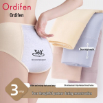 Oudifen Women's Anti-Leak High-Waist Cotton Period Panties, 3-Pack L