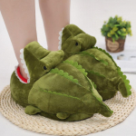 Krokodilo &scaron;lepetės Vyrams Miegamojo Namų Moterims Kakos Batai Mink&scaron;tos &Scaron;iltos Pliu&scaron;inės Vidaus Namų Batai Madingos Juokingos Žieminės Berniukų &Scaron;lepetės One size žalia