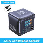 Ubigbuy 420W GaN įkroviklis PPS PD3.1 140W USB Type C įkroviklis Skaitmeninis ekranas Greito įkrovimo stotelė MacBook 17 Samsung Korean Plug