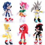 Sonic the Hedgehog ir Draugai 6 dalių pliu&scaron;inių žaislų rinkinys, 28 cm, Sonic ir Draugų kolekcijos dovana