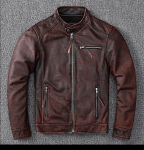 Originalus mink&scaron;tos karvės odos vyri&scaron;kas striukė Slim Fit su stovinčia apykakle Biker paltas 5XL black