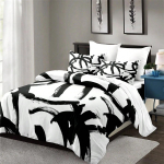 3 vnt. Geometrinio ra&scaron;to juodai baltas užvalkalas ant antklodės Abstraktaus stiliaus patalynės komplektas Su antklode nekomplektuojamas Viengulis Twin Full dydis EU Twin(135x200cm) gray
