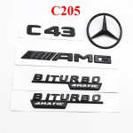JUODAS C43 LOGOTIPAS raidės BITURBO 4MATIC ženklelis Automobilio galinės žvaigždės lipdukas BITrunk AMG emblema Mercedes Benz AMG W205 W206 C205 BI1
