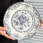 Pietų rinkinys Retro Nordic Gėlių ra&scaron;tas Lėk&scaron;tė Keraminė Eleganti&scaron;ka Sekli lėk&scaron;tė Apvali I&scaron;skirtinė Deserto lėk&scaron;tė Virtuvė mėlyna