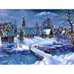 Deimantų tapyba peizažas Sniego nakties ra&scaron;tai Kalnų kri&scaron;tolinio deimantų mozaikos rinkiniai 20*30 cm
