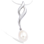 Les Tr&eacute;sors De Lily [G7671] - Pendentif Argent 'Pearl Beauty' blanc argent&eacute; (rhodi&eacute;) - 8x32 mm balta