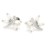 Les Tr&eacute;sors De Lily [G8700] - Boucles Argent 'D&eacute;esse Opale' Blanc argent&eacute; (rhodi&eacute;) - 12x12 mm