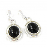 Les Tr&eacute;sors De Lily [H5569] - Boucles Argent 'D&eacute;esse Noir de Jais' noir argent&eacute; (rhodi&eacute;) - 23x10 mm