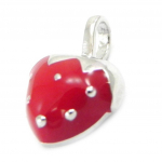 Les Tr&eacute;sors De Lily [I4005] - Pendentif Argent 'Fraise' rouge argent&eacute; (rhodi&eacute;) - 8x8 mm raudona