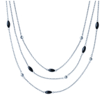 Les Tr&eacute;sors De Lily [K3674] - Collier 'Roxane' acier ruthenium - 45 cm 3 rangs
