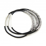 Les Tr&eacute;sors De Lily [N1027] - Bracelet ethnique 'Kilimanjaro' noir argent&eacute; (3 rangs) juoda