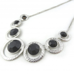 Les Tr&eacute;sors De Lily [N1117] - Collier cr&eacute;ateur 'Sissi' noir argent&eacute; juoda
