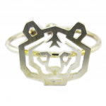 7bis [P5877] - Bague artisanale 'Origami' (tigre) argent&eacute; - 13x11 mm sidabras