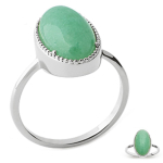 Bague Argent 'Cl&eacute;opatra' vert aventurine argent&eacute; (rhodi&eacute;) - 18x10 mm