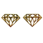 7bis [Q6091] - Boucles artisanales 'Origami' dor&eacute; (diamant) - 13x9 mm auksas