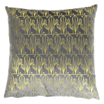 Les Tr&eacute;sors De Lily [Q3823] - Coussin velours 'Cactus' gris dor&eacute; - 40 cm pilka