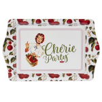 Les Tr&eacute;sors De Lily [Q6938] - Plateau m&eacute;tal 'French Vintage' (Ch&eacute;rie Party) - 25x16 cm raudona