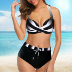Moteri&scaron;kas dviejų dalių bikinio rinkinys maudymosi kostiumėlis bikinis su apynasriu maudymosi kostiumėlis paplūdimio apranga maudymosi kostiumėlis Monokinis S juoda