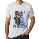 Vyri&scaron;ki vintažiniai mar&scaron;kinėliai su grafiniu pie&scaron;iniu SAN Francisco Lifestyle Vintažiniai balti XS baltos spalvos nuo blyksnio