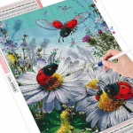 Deimantinis siuvinėjimas Daisy Ladybug Namų dekoravimas Gėlių deimantų tapyba 20X30CM