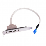 2 prievadų USB 2.0 pagrindinės plok&scaron;tės galinio skydelio i&scaron;plėtimo laikiklis iki 9 kontaktų antra&scaron;tės kabelio adapterio plėtiklio balta