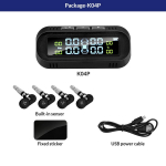E-ACE Solar Smart TPMS automobilių padangų slėgio aliarmo stebėjimo sistema 4 jutiklių ekranas i&scaron;manusis padangų slėgio temperatūros įspėjimas K04P-built-in Sensor