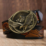 &bdquo;Gfohuo&ldquo; naujos mados, laisvalaikio vyri&scaron;ki odiniai diržai, vyri&scaron;ki auk&scaron;čiausios kokybės &bdquo;Eagle Totem&ldquo; vario glotnios sagties retro stiliaus diržai, skirti vyri&scaron;kiems džinsams 110cm