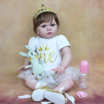 BZDOLL 60 CM užbaigta 3D dažų oda, mink&scaron;ta silikoninė naujagimio lėlė mergaitei 24 colių audinio kūno žaislas princesės suknelė gyva Bebe
