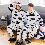 Unisex Suaugusiųjų Kigurumi Karvė Gyvūnų Personažas Kostiumas Onesie Pižama Onepiece Cosplay Helovinas XL balta